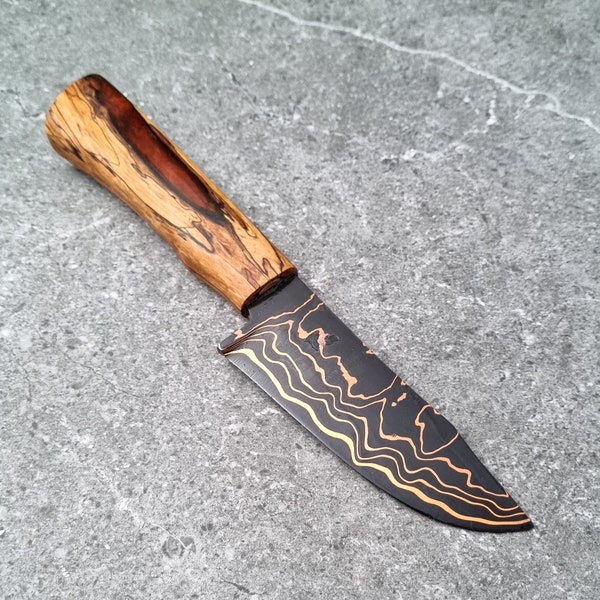 Copper Damascus Knife Etsy