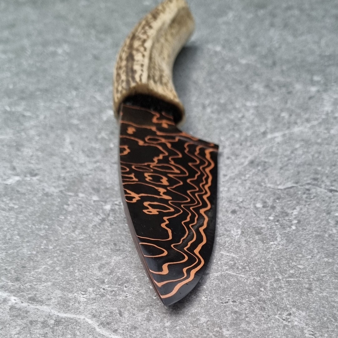 Copper Damascus Skinner, Copper Damascus EDC Knife, in Ireland Etsy