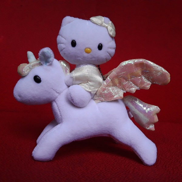 Vintage Hello Kitty Ride Unicorn Plush Stuffed Doll Soft Toy