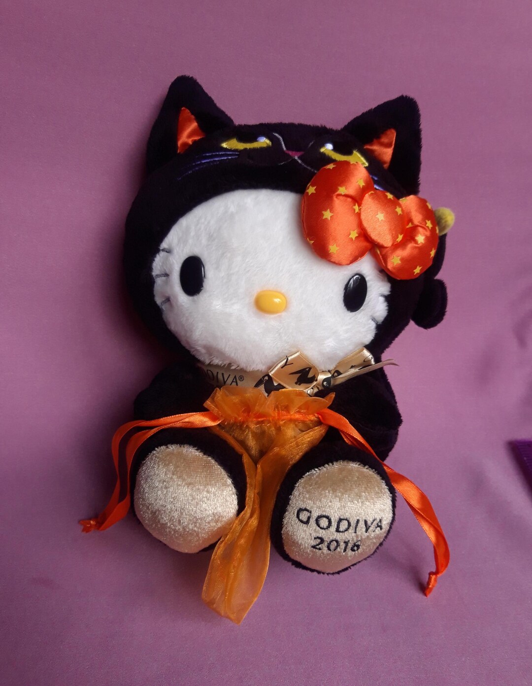 Halloween Hello Kitty Godiva Black Cat Plush Stuffed Doll Soft Toy
