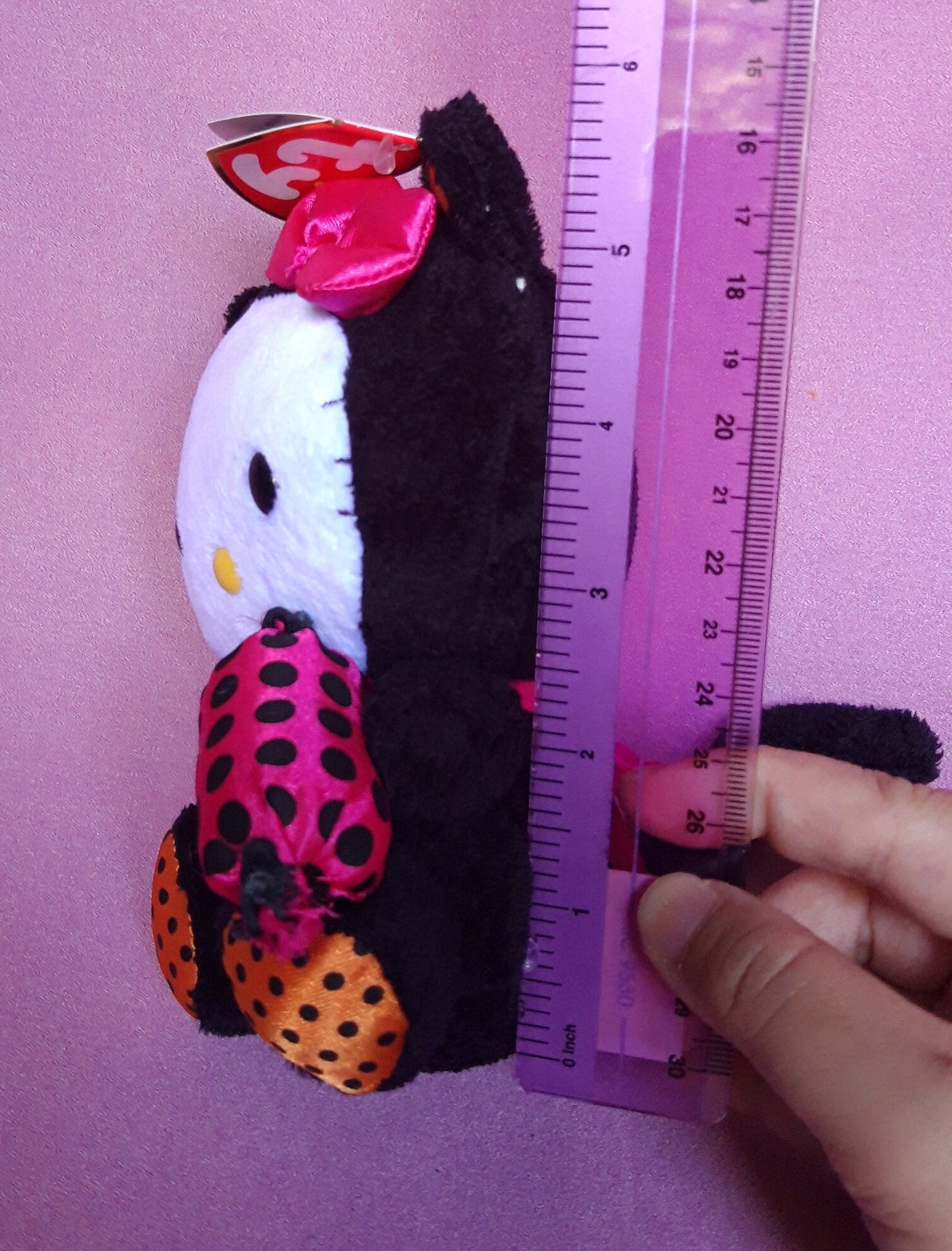 Hello Kitty Black Cat Costume Plush Backpack With Orange Bow NWT Halloween Hello Kitty TY Black Cat Hold Sweet Plush Stuffed  main image 3