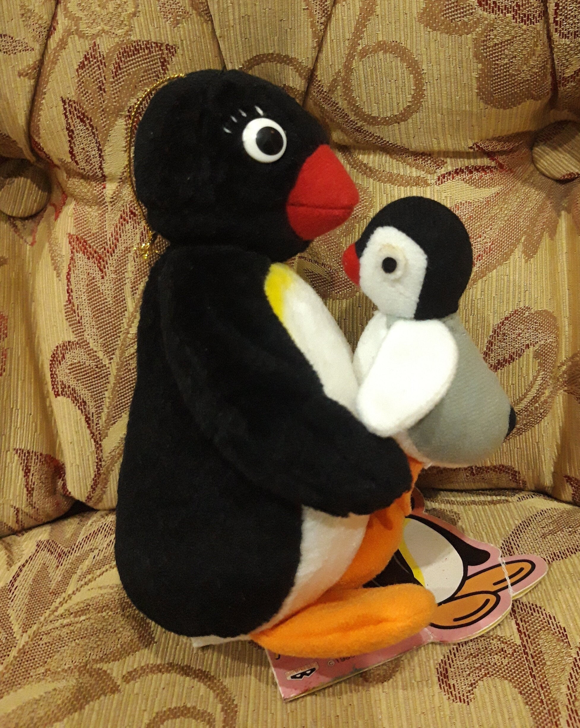 Vintage Pingu's Mother With Baby Pinga 1996 Plush Stuffed