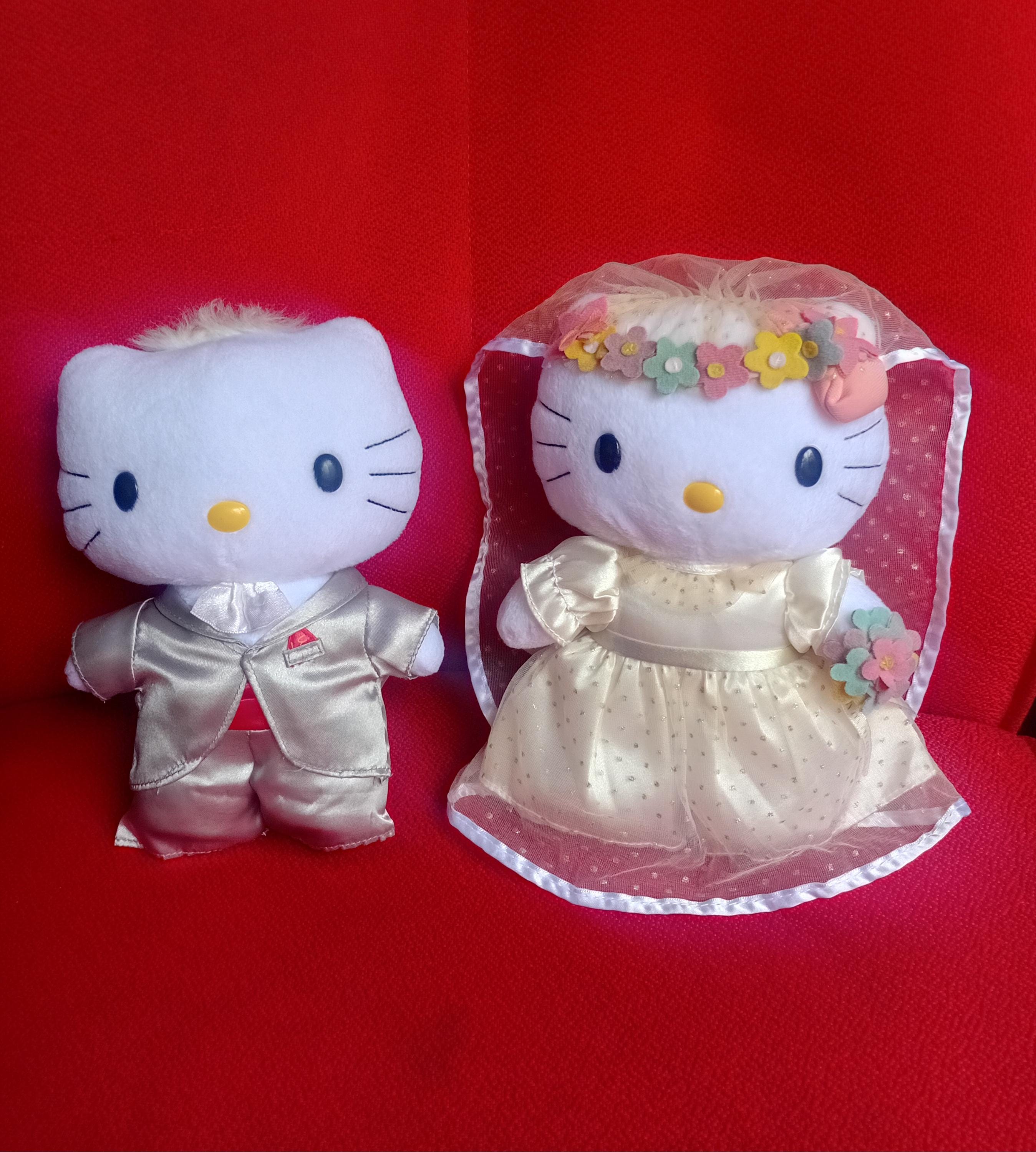 Vintage Romantic Wedding Hello Kitty Couple Bride 1999 Plush