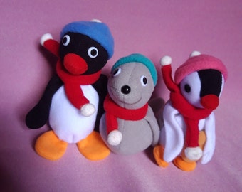 Vintage Mini Pingu Robby Pinga Winter Set 2003 Plush Doll Soft Toy