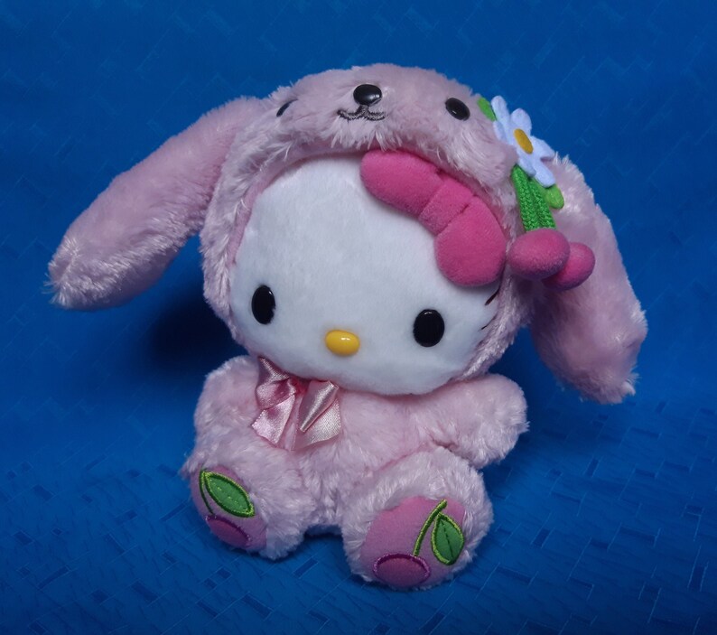 hello kitty pink bunny rabbit cherry plush stuffed doll