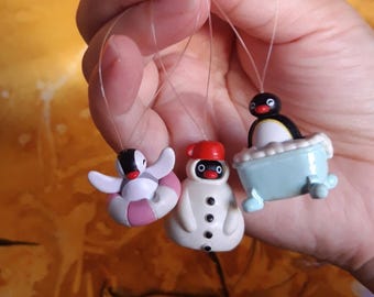 1996 当時物　VINTAGE　PINGU　パパ　フィギュア Vintage Bandai Pingu Family Figure Set w/ Box Japan 3.1in