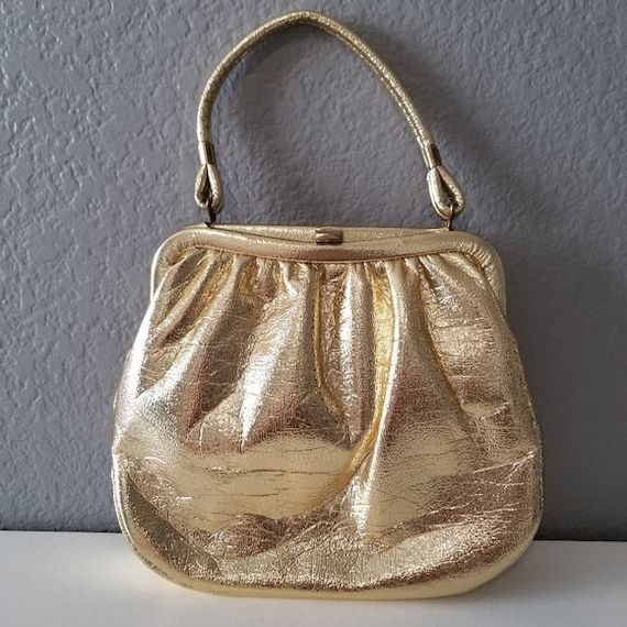 Vintage 1960's Puckered Gold Lame Formal Cocktail