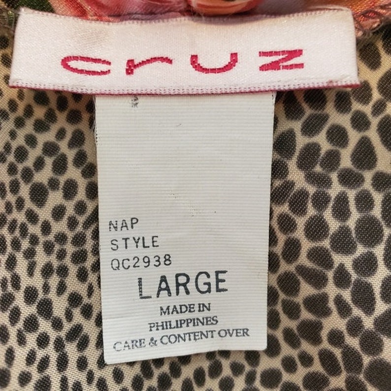 Cruz Vintage Elegant Snakeskin Rose Satin Wrap Around Robe