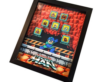 Video-Game Inspired Mega Man (NES) Shadowbox Wall Art