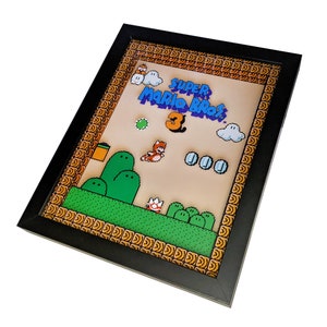 Super Mario Bros. 3 3D Shadowbox Wall Art - Retro SNES UV Ink Gamer Decor