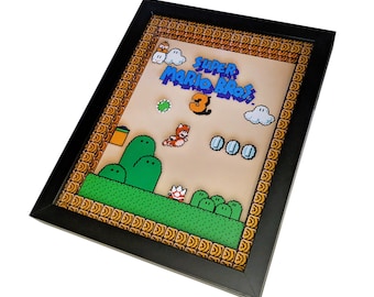 Super Mario Bros. 3 3D Shadowbox Wall Art - Retro SNES UV Ink Gamer Decor