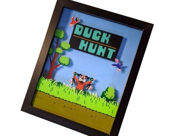 Duck Hunt 3D Shadowbox Wall Art - Retro Nintendo UV Ink Gamer Decor