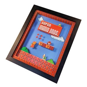 Super Mario Bros. 3D Shadowbox Wall Art - Retro Nintendo UV Ink Gamer Decor