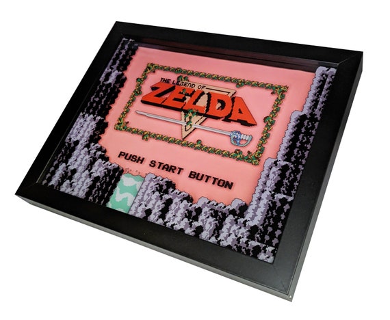 Legend of Zelda NES Shadowbox Wall Art Title Screen 