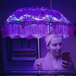 Pink Lace LED Parasol Umbrella ~ “Le Carousel” (720 LED lights, our most extra baby yet!)