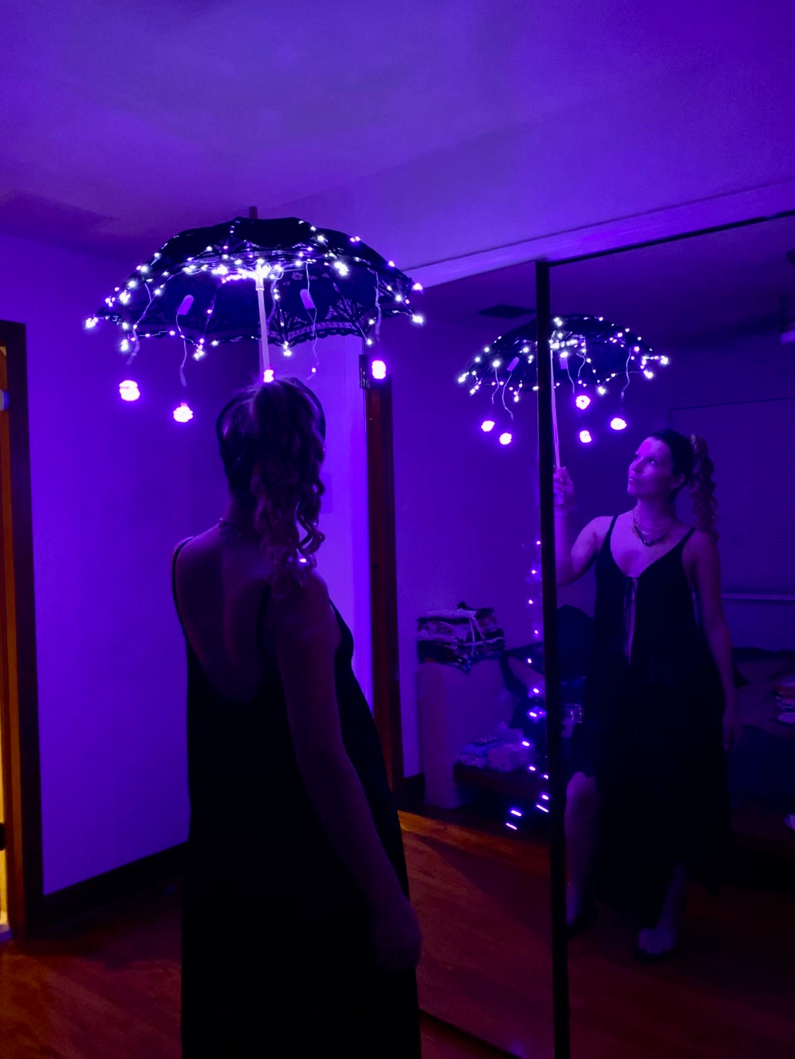 Black Lace LED Parasol Umbrella ~