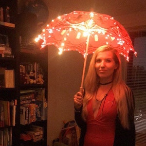 Red Lace LED Parasol Umbrella ~ "The Lumin Lace"