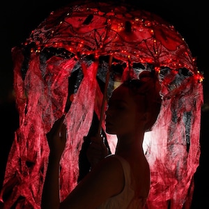Red Lace LED Parasol Umbrella ~ “ La Reina de la Corazones”