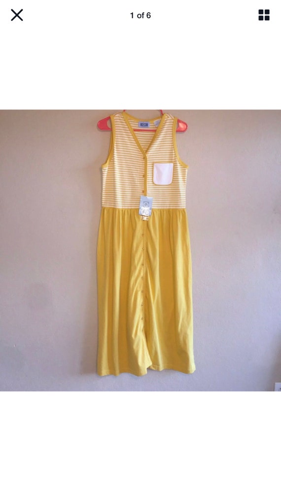 NEW NWT Vintage 80's Yellow White Striped Sleevele