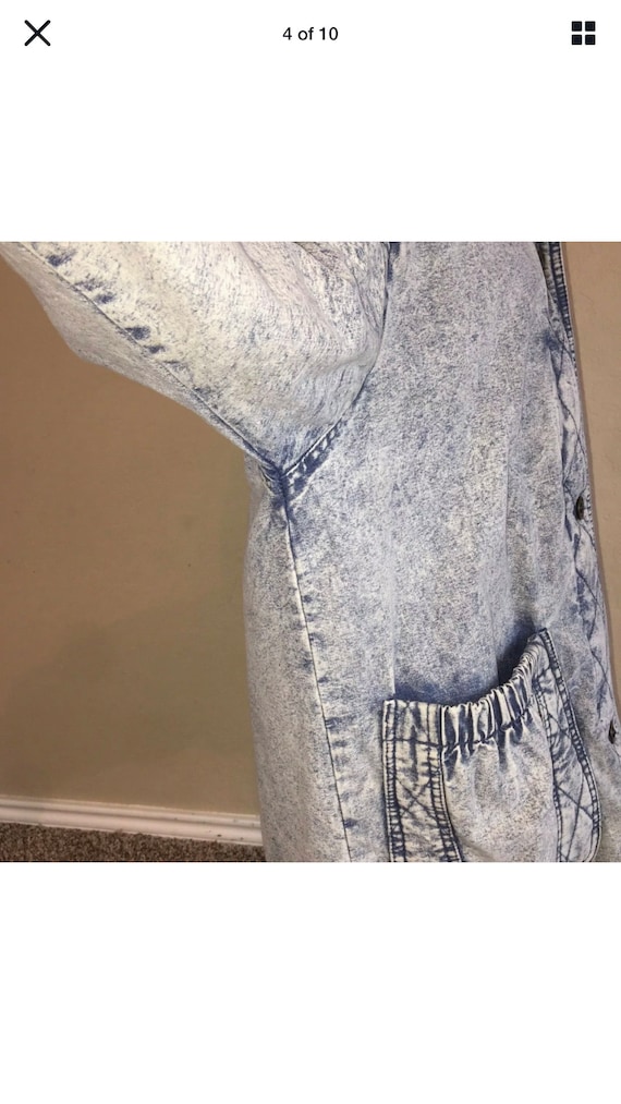 Men Vintage 80s Blue Acid Wash Jean Jacket Quilte… - image 3