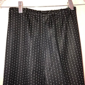 Womens Vintage 60's 70's High Elastic Waist Cuffed Black Bell Bottom Flare Pants image 5