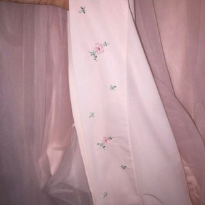 Vintage 70's Shadowline Pink Nylon Gown and Robe Set Puffy Sleeves Lace Trim M image 7