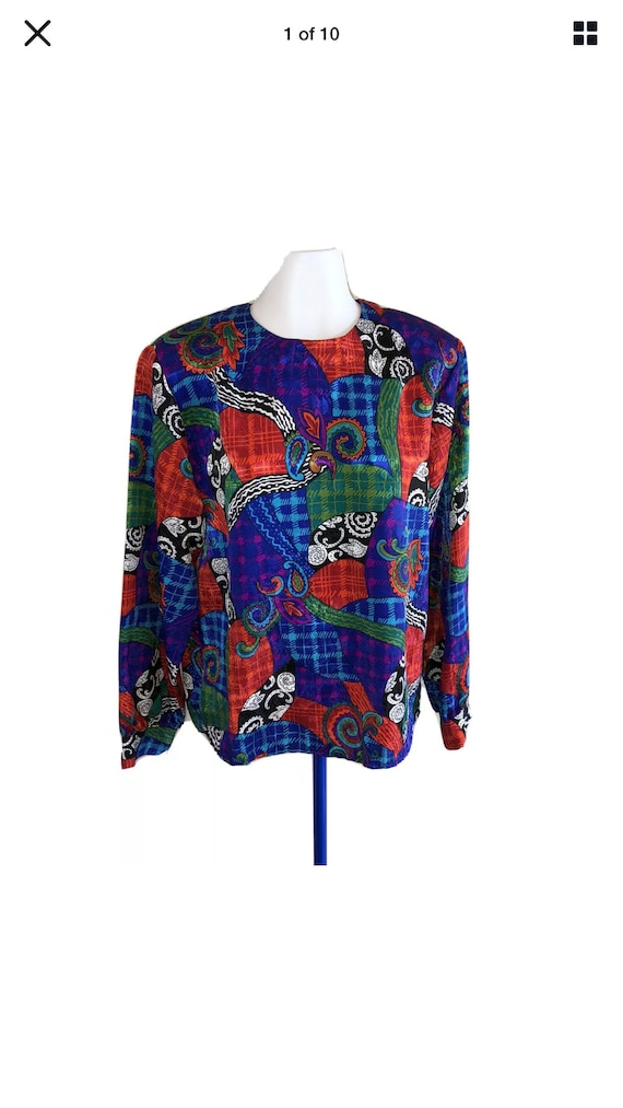 Vintage 80s Colorful Bright Psychedelic Red Blue G