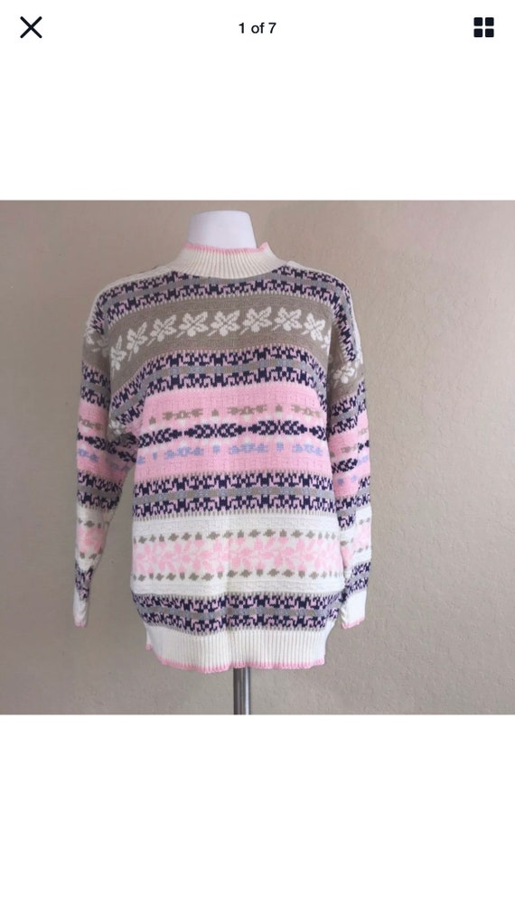Vintage 80's Arielle Long Sleeve Blue Pink White G