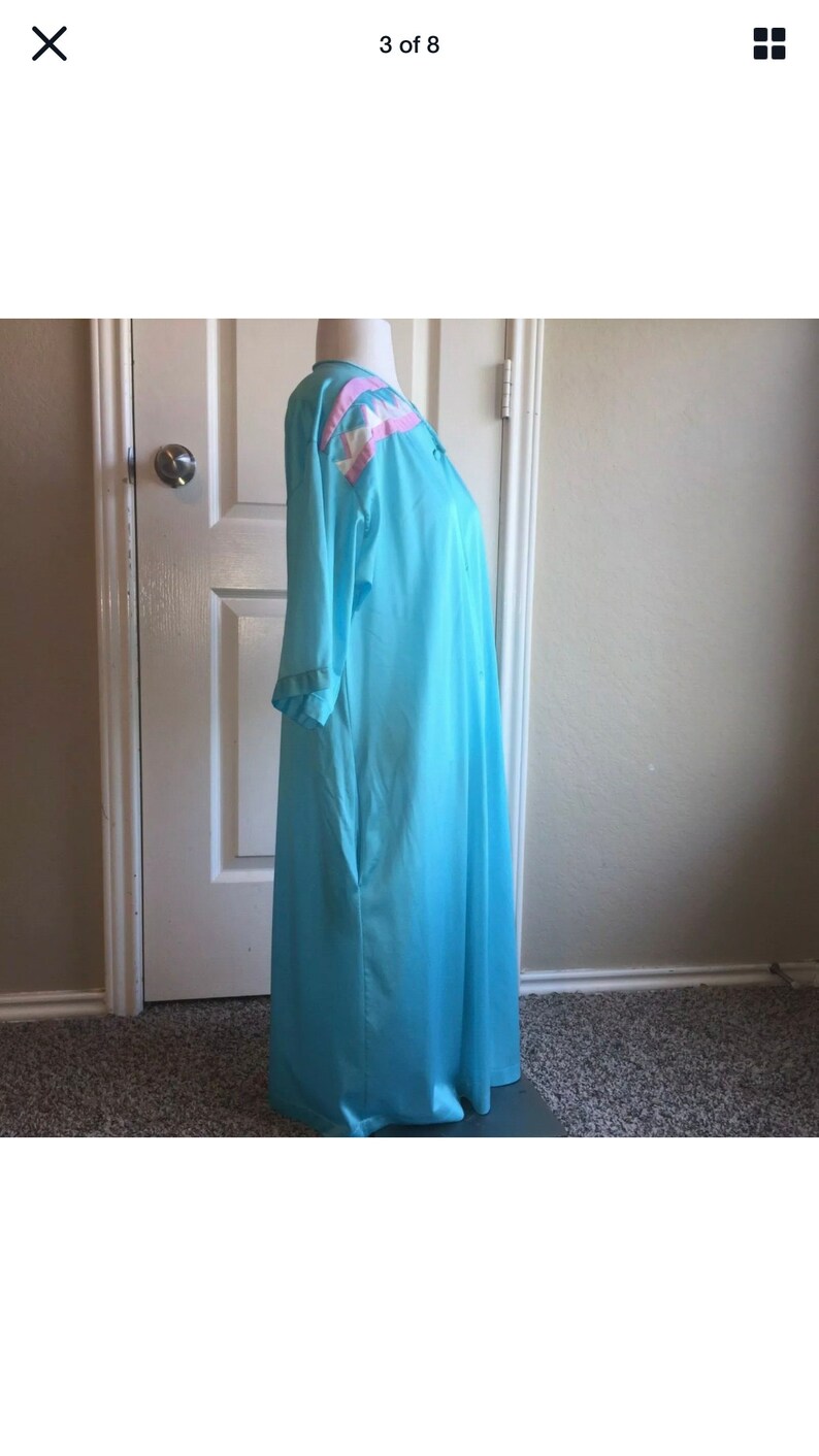Vintage 60/'s Henson Kickernick Teal Aqua with Pink and White Geo Print Robe