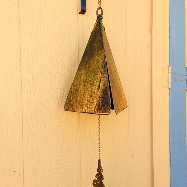 Ready to Ship Small rustic wind bell with Oak, Maple, Heart or Sun wind catcher. Makes a super gift MADE in Pioneer, Ca USA