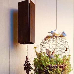 Rustic Steel Wind Bell: Oak Leaf, Maple Leaf, Pine Cone, Heart, or Sun Catcher