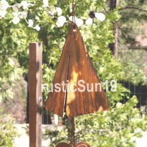 Large Wind Bell with Rusted Finish: Oak Leaf, Pinecone, Heart or Sun