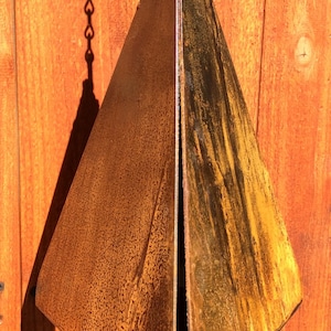Large wind bell with heart, oak, pinecone ,maple leaf or sun. Made in Pioneer, CA USA