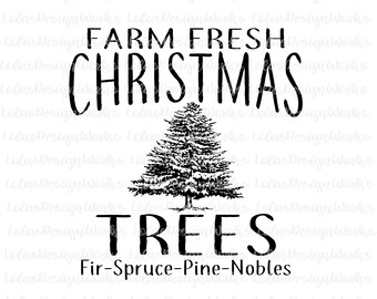 農場で採れたてのクリスマスツリー svg、eps、dxf、studio3、png、jpg、クリップアート、昇華、シルエットカメオ、クリカットデザインスペース、ブラザースキャンカット