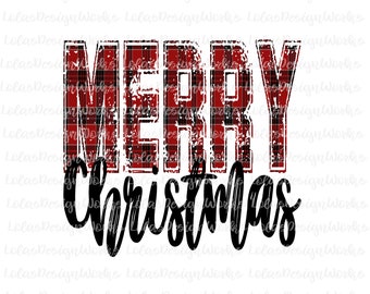 Buffalo Plaid Merry Christmas  ,png, jpg, clipart, Sublimation, Silhouette Cameo, Cricut Design Space, Brother Scan Cut Files