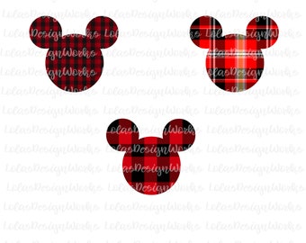 Buffalo Plaid Mickey Heads 3 pc. set  ,png, jpg, clipart, Sublimation, Silhouette Cameo, Cricut Design Space, Brother Scan Cut Files