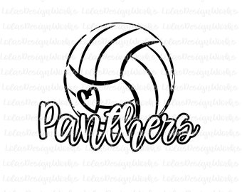パンサーズバレーボールアートワーク、png、jpg、eps、svg、dxf、クリップアート、昇華、シルエットカメオ、クリカットデザインスペース、ブラザースキャンカットファイル