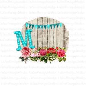 Carta M con Barnwood Frame y Banner ,png, jpg, clipart, Sublimation, Silhouette Cameo, Cricut Design Space, Brother Scan Cut Files