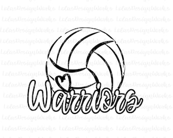 ウォリアーズ バレーボール アートワーク、png、jpg、eps、svg、dxf、クリップアート、昇華、シルエット カメオ、クリカット デザイン スペース、ブラザー スキャン カット ファイル