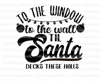 サンタがホールを飾る svg、eps、dxf、studio3、png、jpg、クリップアート、昇華、シルエットカメオ、クリカットデザインスペース、ブラザースキャンカット