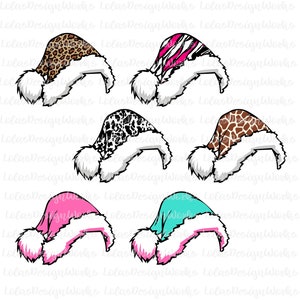 Funky Santa Hats 6 Pc. Set  ,png, jpg, clipart, Sublimation, Silhouette Cameo, Cricut Design Space, Brother Scan Cut Files