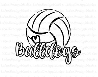 ブルドッグス バレーボール アートワーク、png、jpg、eps、svg、dxf、クリップアート、昇華、シルエット カメオ、クリカット デザイン スペース、ブラザー スキャン カット ファイル