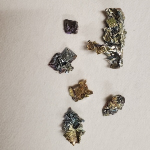 Lot of 6 Small Bismuth Healing Crystal Mineral Specimens