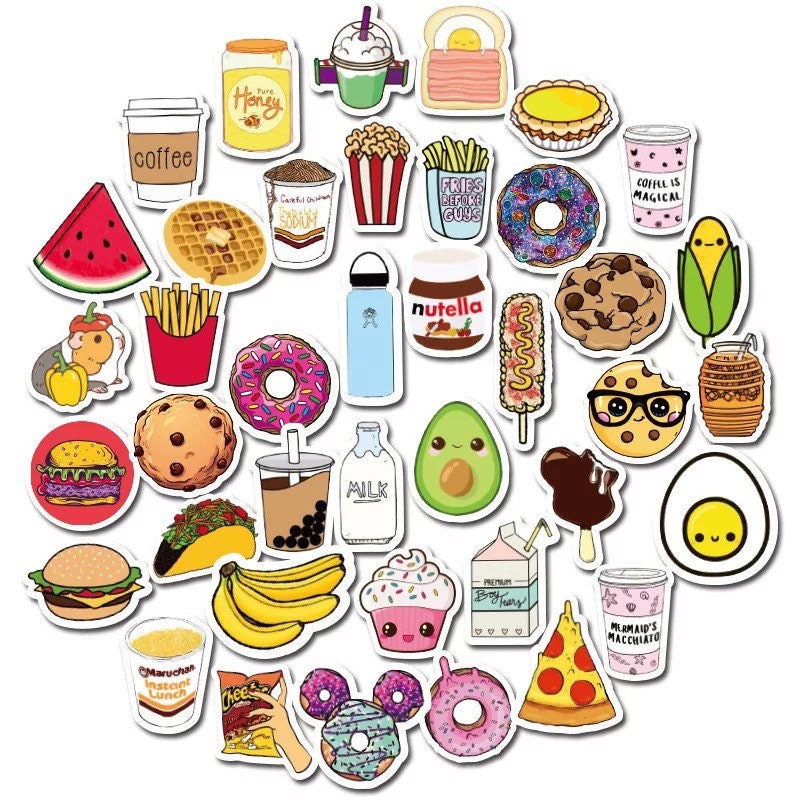 Novelty Food Sticker Pack Snack Stickers | Etsy