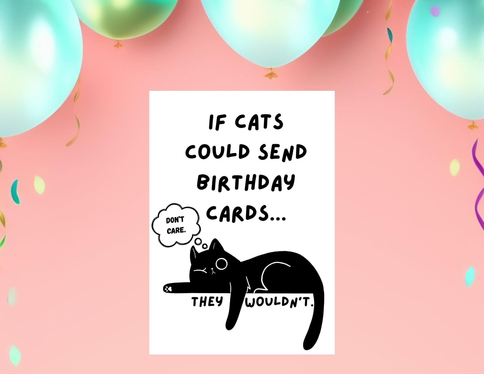 Funny Cat Birthday Card Printable • Sarcastic Animal Lover Birthday ...
