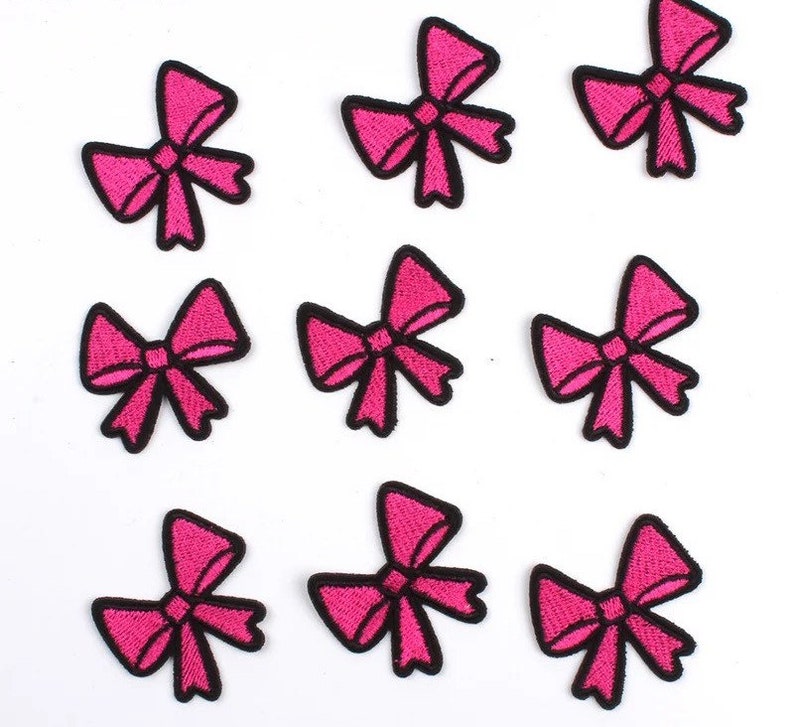 Pink Bow Iron-on Patch: Mini Pink Ribbon Applique - Etsy