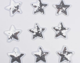 Silver Sequin Star Iron On Patch: DIY Applique, 1 inch