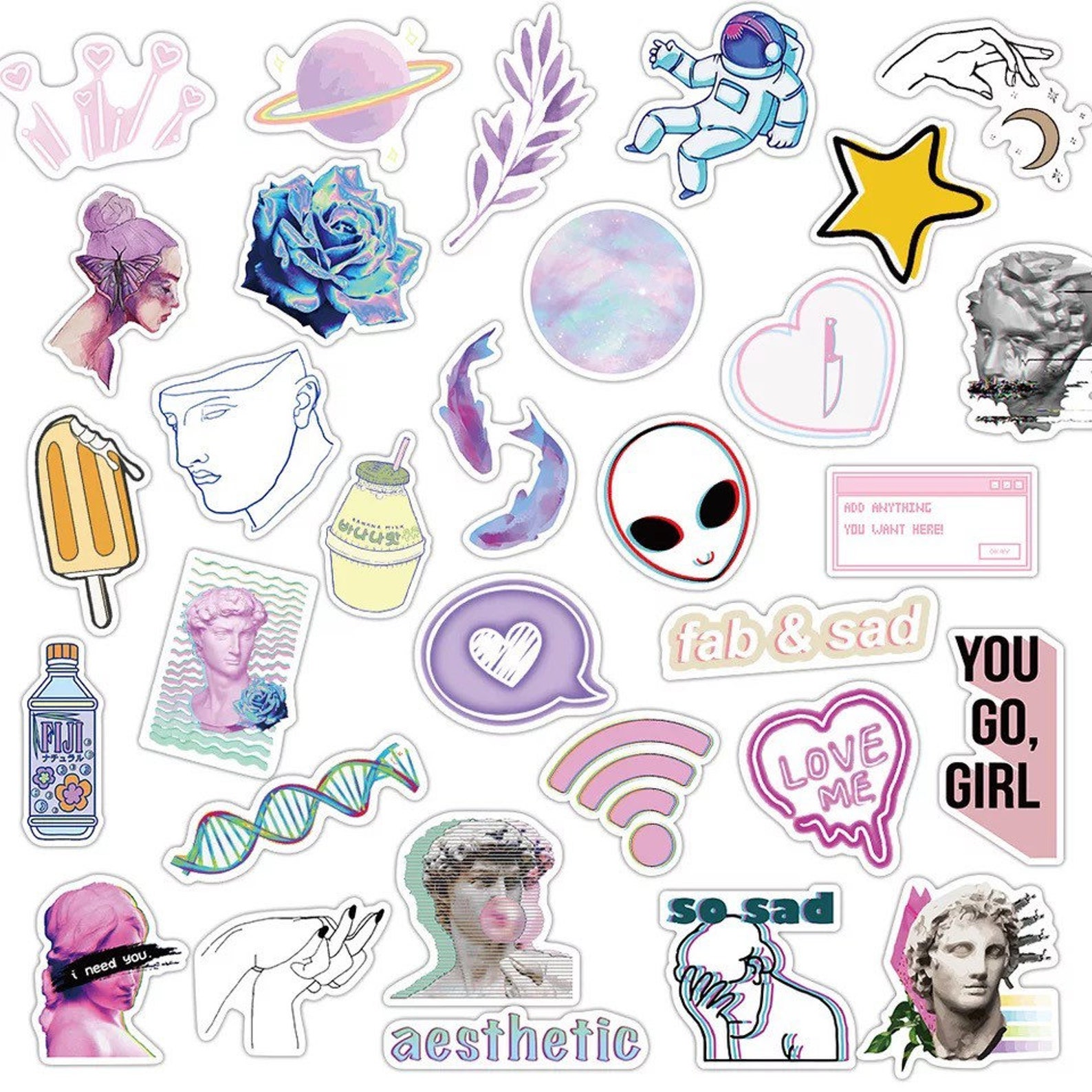 Pastel Aesthetic Mystery Sticker Pack Kawaii Stickers Pink Etsy
