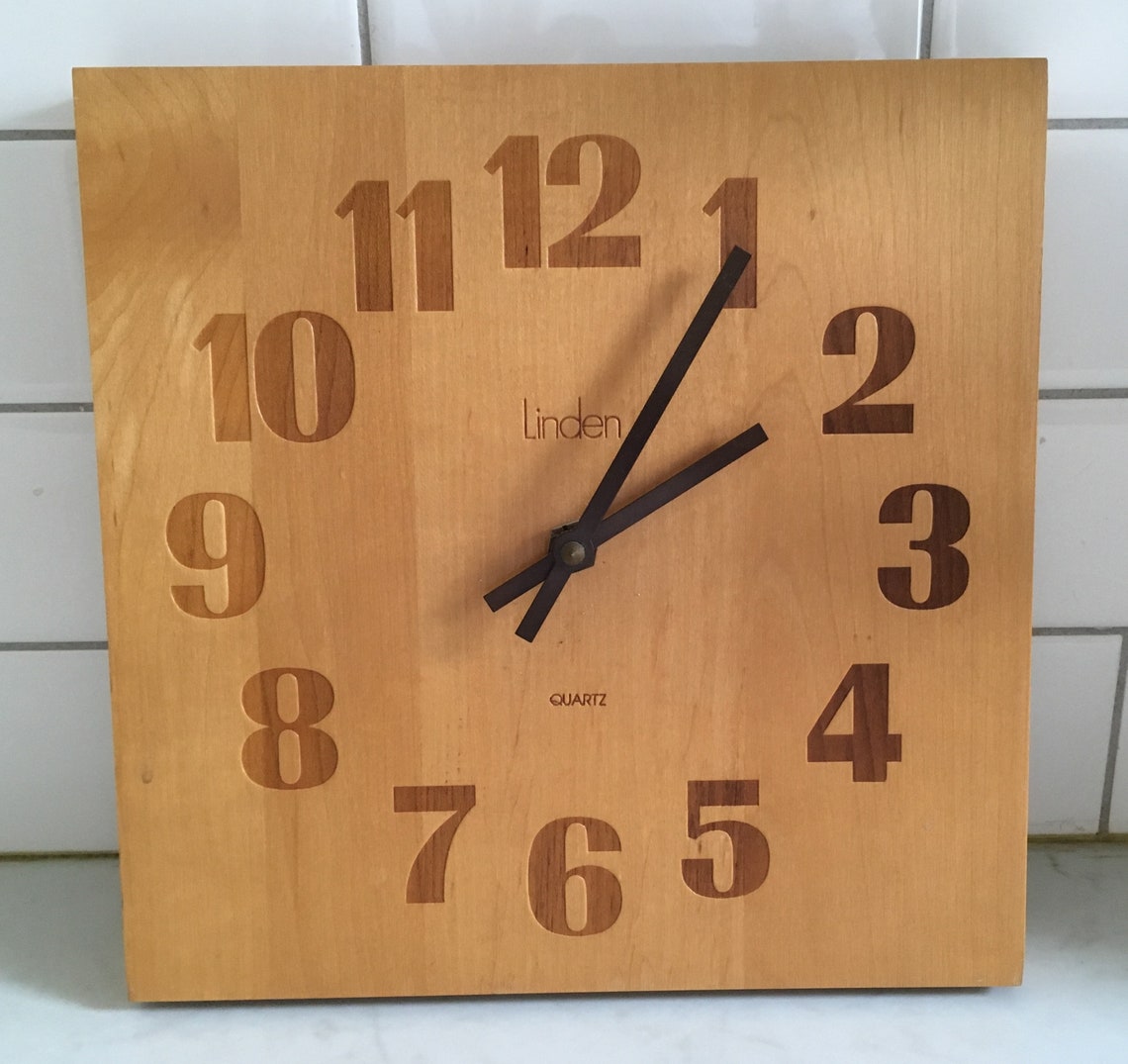 Linden Butcher Block Wall Clock Etsy