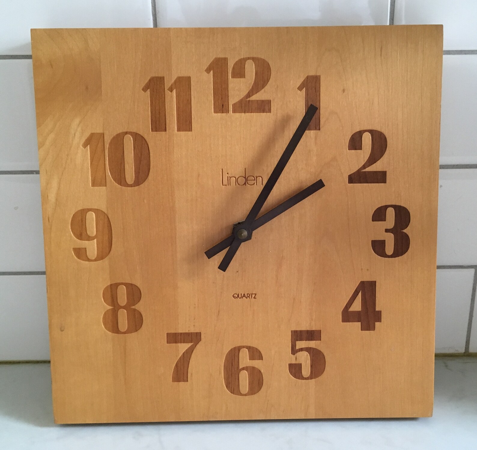 Linden Butcher Block Wall Clock Etsy